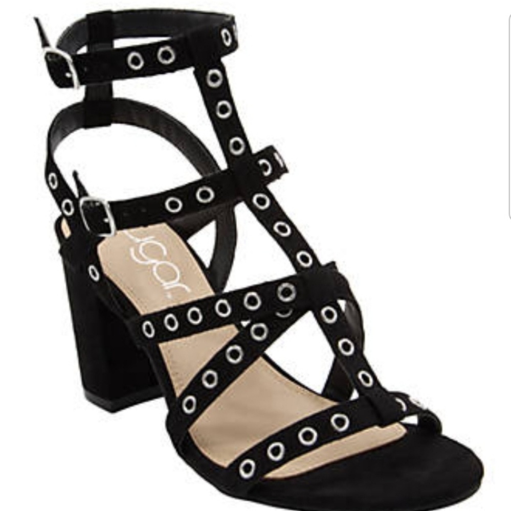 Sugar Heeled Sandals with Grommets Size 9